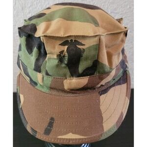 Vintage Military Issue Utility Woodland Camo‎ Combat Cap Size Medium